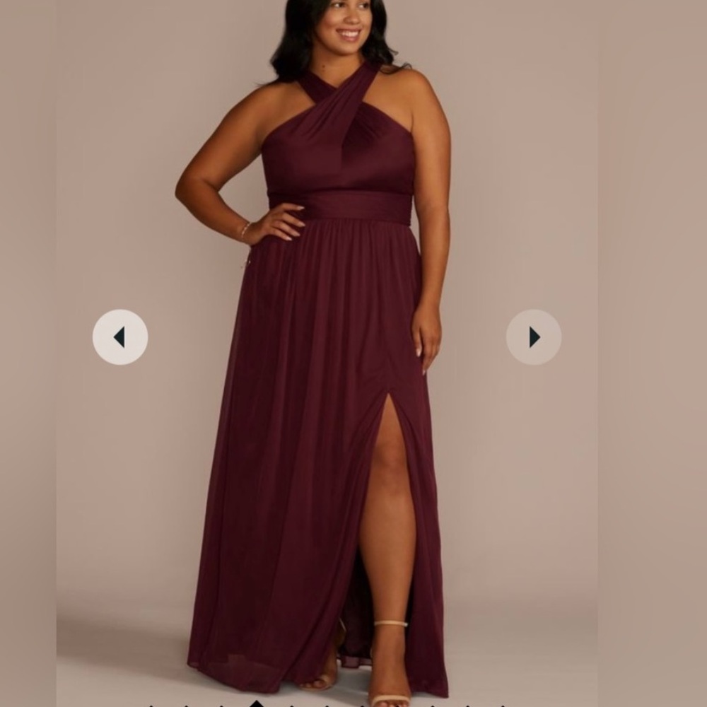 David’s Bridal Wine Bridesmaid Dress